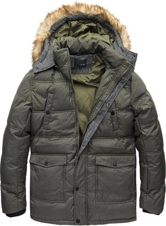 KURTKA ZIMOWA Z PUCHEM NATURALNYM KHAKI (5006)
