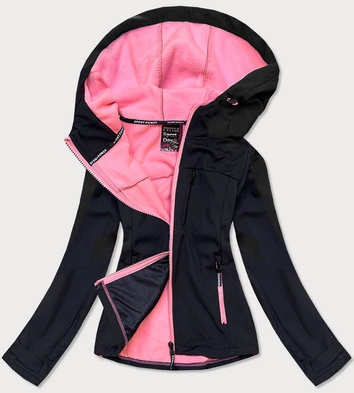 DAMSKA KURTKA TREKKINGOWA CZARNA/RÓŻ (KSW-6007)