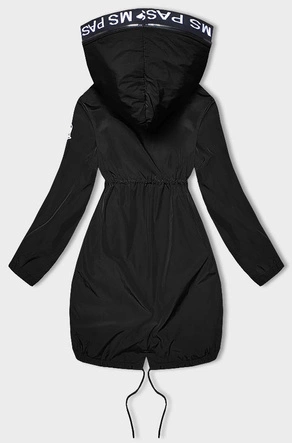 Cienka kurtka damska z ozdobną lamówką czarna (1811)