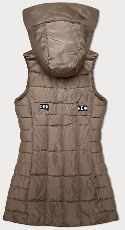 Bezrękawnik damski z kapturem S'West ciemny beż (B8225-12)