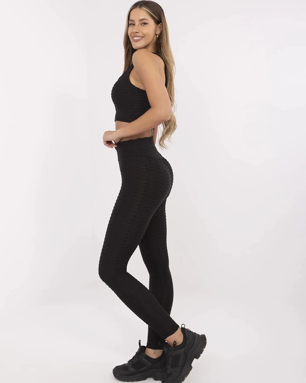 Sportowy komplet top i legginsy czarny (5448)