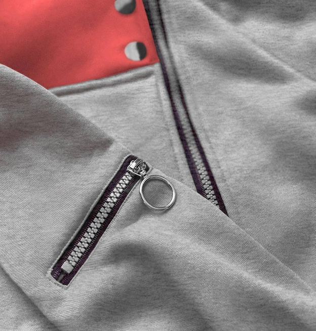 DWUKOLOROWA BLUZA DRESOWA DAMSKA SZARO-ŁOSOSIOWA (AMG810)