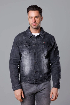 Jeansowa kurtka męska czarna (MJ525N)