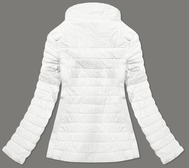 CIENKA KURTKA DAMSKA Z DZIANINOWYMI WSTAWKAMI ECRU (RQW-7013)