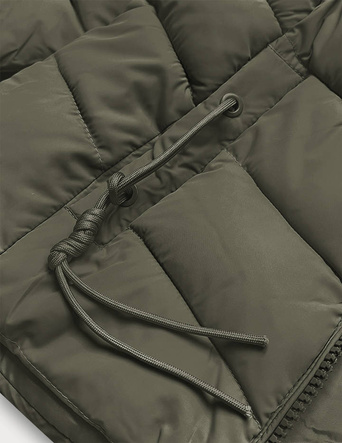 Krótka kurtka damska zimowa khaki (TY043-29)