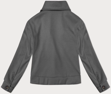 Luźna kurtka w prążki z kołnierzem szara (244003)