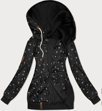 Rozpinana damska bluza w gwiazdki czarna (2313)