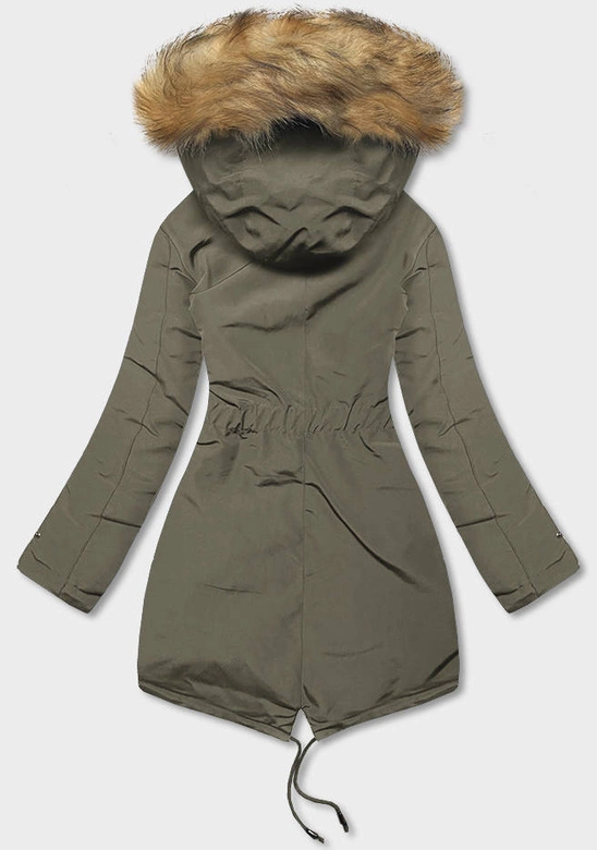 Dwustronna kurtka damska zimowa khaki-czarna (2M-21508)