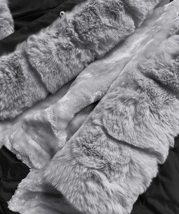 PARKA DAMSKA ZIMOWA NA MISIU CZARNY-SZARA (B530-1070)