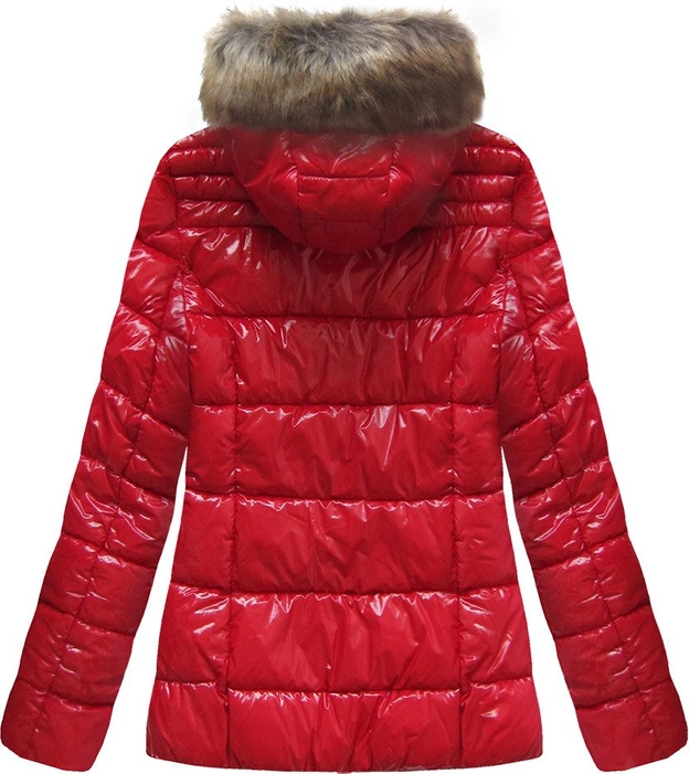LAKIEROWANA PIKOWANA KURTKA DAMSKA CZERWONA (7695)