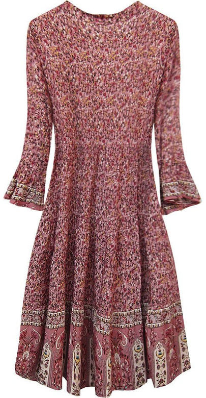 SUKIENKA BOHO W KOLOROWE KWIATKI RÓŻOWA (574/1ART)