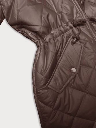 Dwustronna kurtka damska pikowana - futro coffee (H-897-89)