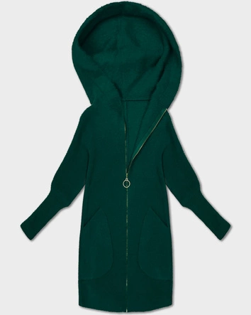 Narzutka kurtka alpaka z kapturem butelkowa zieleń (19905.1)