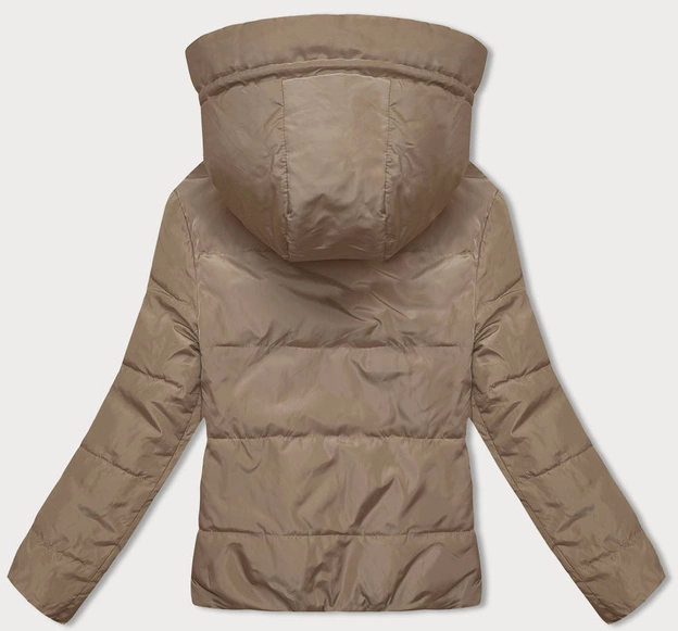 Dwustronna krótka kurtka z kapturem beż-khaki (B8181-101011)