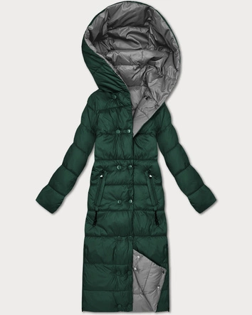 Dwustronna zimowa kurtka do kolan Minority ciemny zielony-szary (P3-6017-33+61)