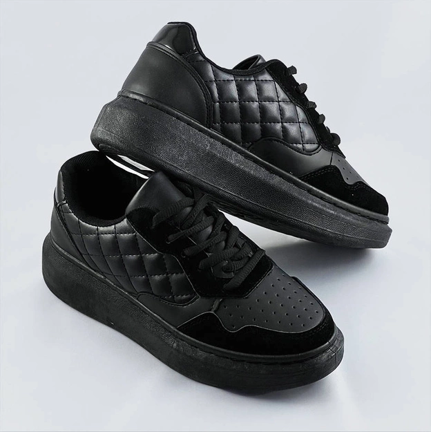 Damskie sznurowane półbuty sportowe czarne (rc-50)