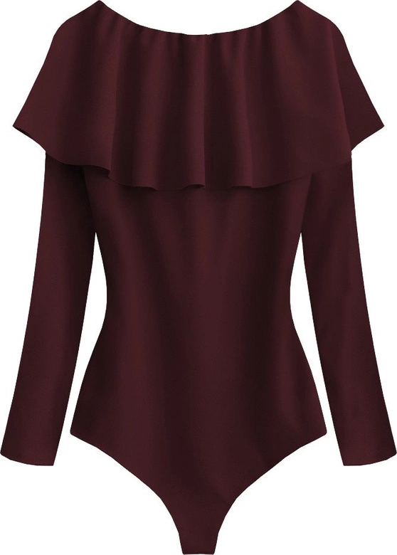 BODY Z DŁUGIM RĘKAWEM BORDOWE (539ART)