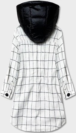 Damska kurtka koszulowa w kratę ecru (AG3-1813)