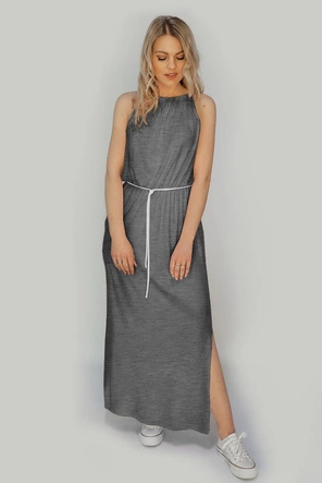 DŁUGA SUKIENKA NA RAMIĄCZKACH SZARA CIEMNA (594ART)