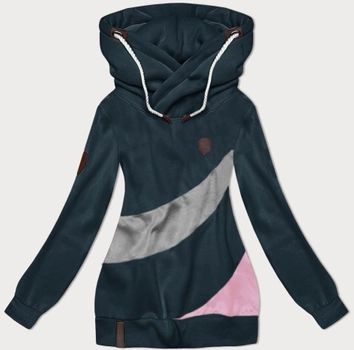 Gruba damska bluza w pasy morski-szary (2302)