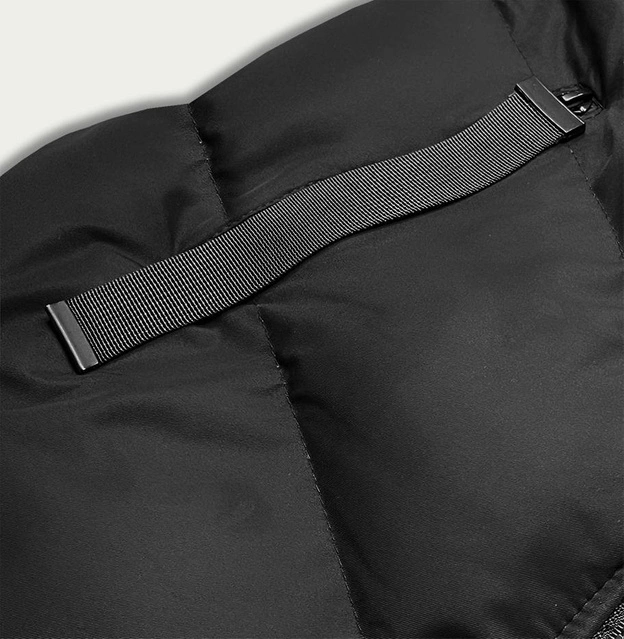 Puchowa kamizelka damska z futerkiem czarna (5M787-392)