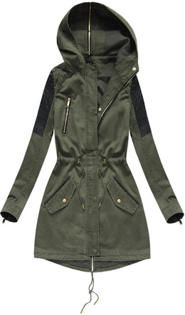 BAWEŁNIANA PARKA Z KAPTUREM KHAKI (7098)