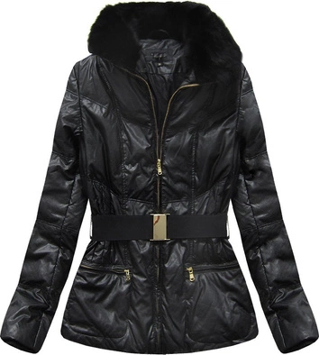 KURTKA Z EKOSKÓRY Z KAPTUREM CZARNA (1997)