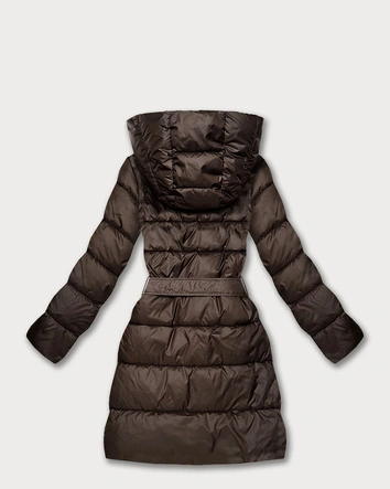 Dwustronna kurtka zimowa plus size czekoladowa/panterka (M6-6008-103)