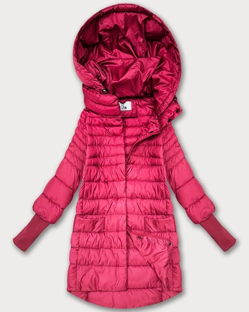 Przejściowa kurtka damska z dzianinowymi ściągaczami różowa  (1828)