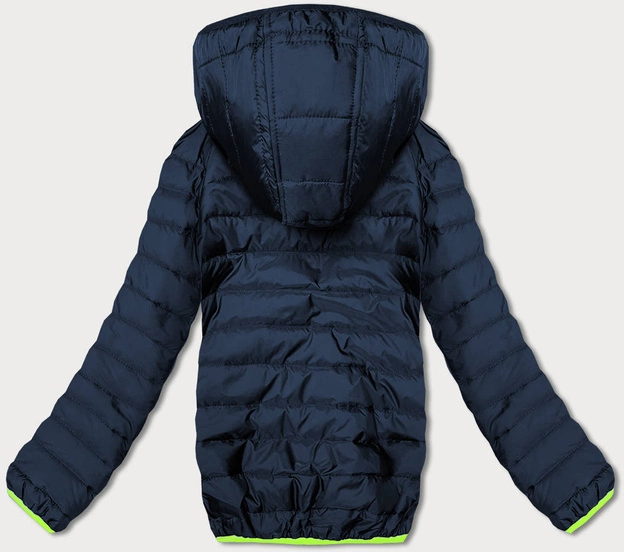 Sportowa kurtka damska z neonowymi wstawkami granat-szary (8M911-215)