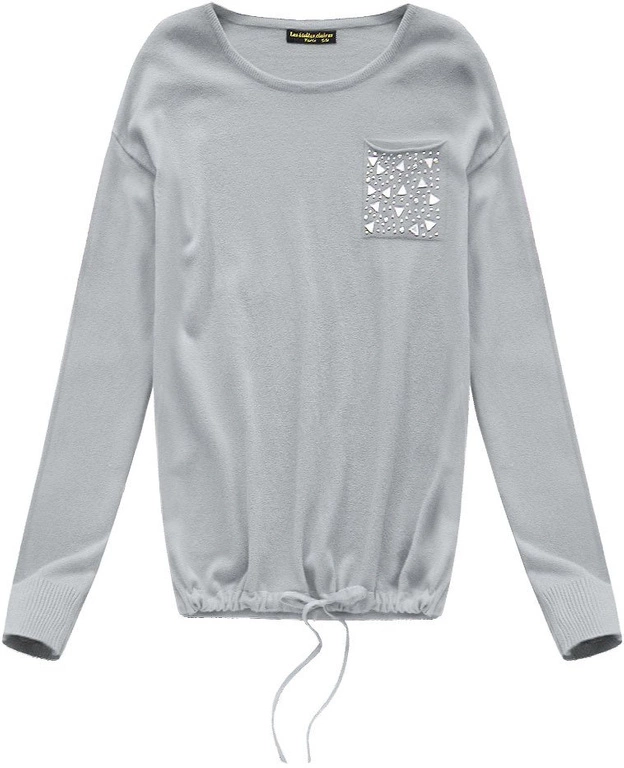 SWETER Z KIESZONKĄ CIEMNOSZARY (P7119)