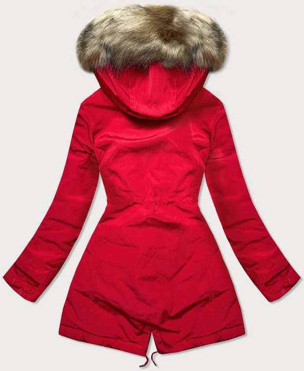 Dwustronna kurtka damska czerwono-brązowa (w555)