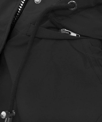 DWUSTRONNA PARKA DAMSKA Z KAPTUREM CZARNA-PANTERKA (W354BIG)