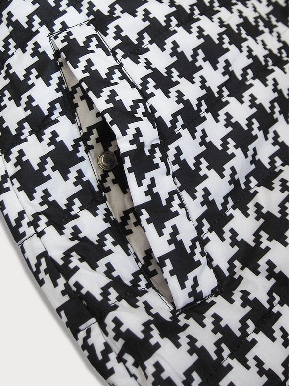 DWUSTRONNA TALIOWANA KURTKA DAMSKA CZERWONA-PEPITKA (W350)