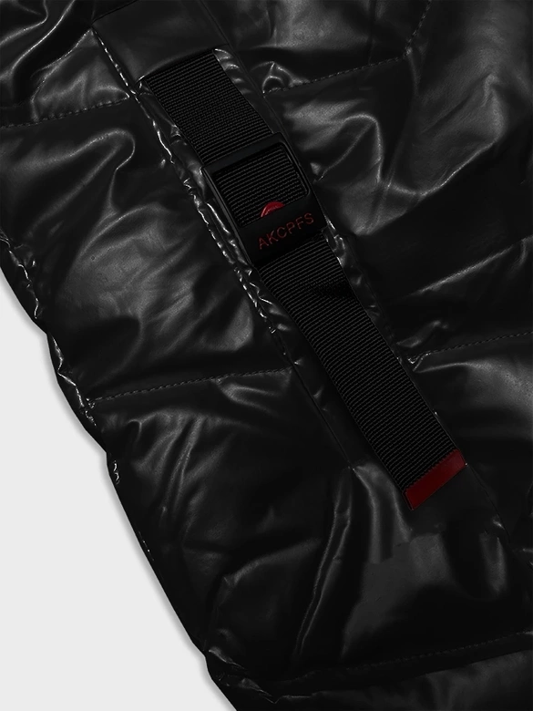 Metaliczna dopasowana zimowa kurtka damska Rosse Line czarna (7227)