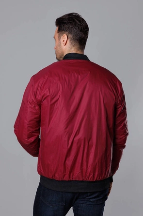 Męska kurtka bomberka z pikowaną podszewką bordowa (AK95-6)