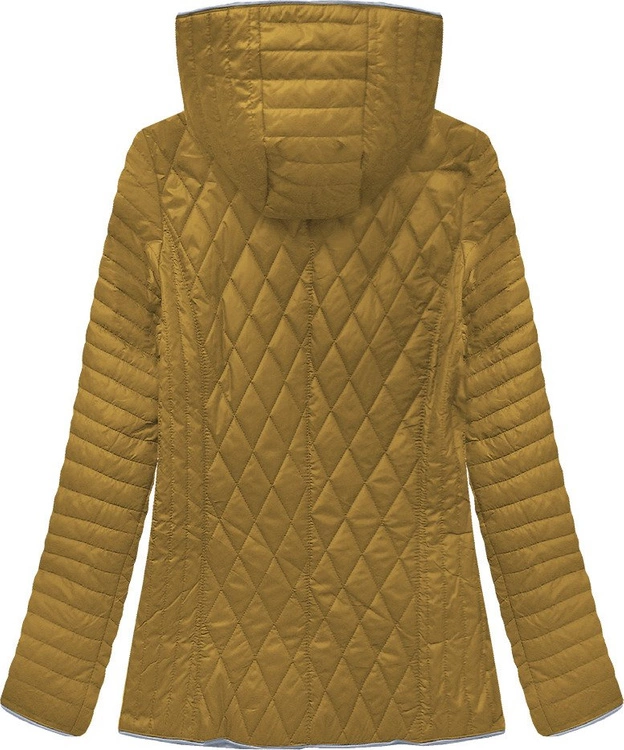 PIKOWANA KURTKA Z KAPTUREM MUSZTARDOWA (B9508)
