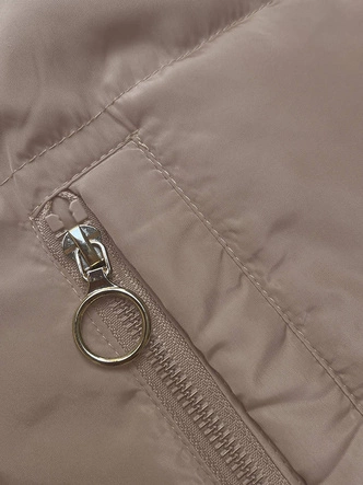 Dwustronna krótka kurtka z kapturem cappuccino-khaki (B8181-12011)