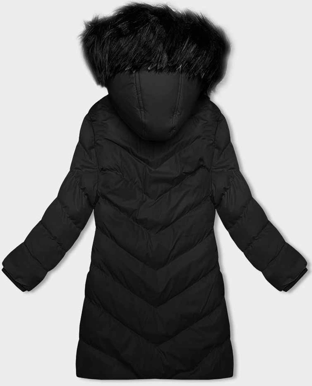 Damska kurtka zimowa z kapturem czarna (5M732-392)