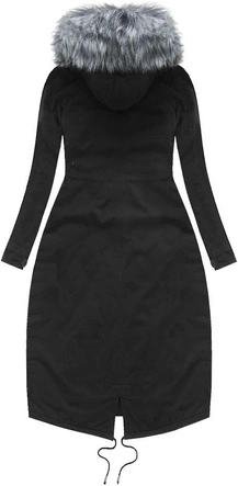 BAWEŁNIANA PARKA ZIMOWA CZARNO-SZARA (7612)