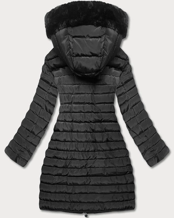 Kurtka pikowana z kapturem czarna (l22-9865-1)