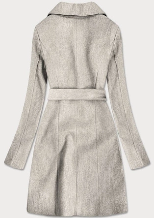 DAMSKI PŁASZCZ W DROBNĄ KRATKĘ BEŻOWY (2706)