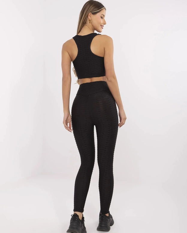 Sportowy komplet top i legginsy czarny (5448)