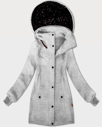 Bluza damska z kapturem i stójką LHD jasny szary (AMG-171)