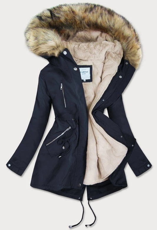 DAMSKA PARKA Z PODPINKĄ GRANATOWA (3399B)