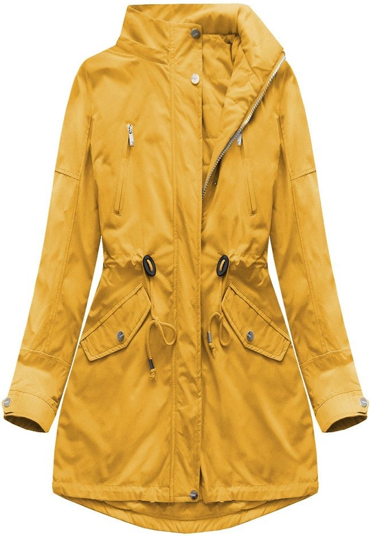 DWUSTRONNA PARKA Z KAPTUREM MUSZTARDOWA (W0232)