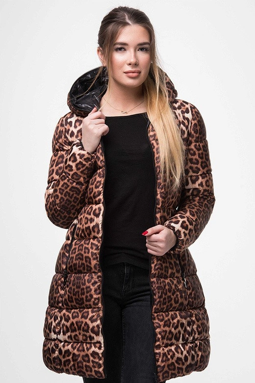 DWUSTRONNA KURTKA W PANTERKĘ BRĄZOWO-CZARNA (J9-009)