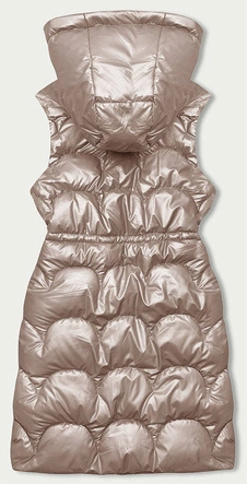 Taliowana kamizelka z kapturem blady róż (B8172-51)