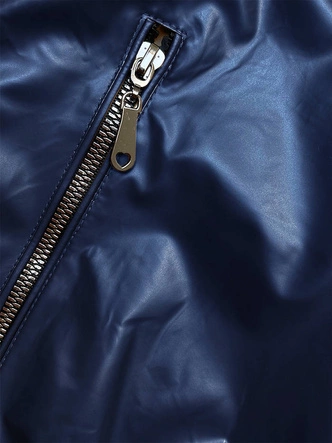 Krótka kurtka z ozdobnymi ściągaczami granatowa (16M9087-215)