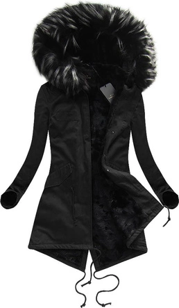 BAWEŁNIANA PARKA ZIMOWA CZARNO-SZARA (7609)